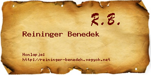 Reininger Benedek névjegykártya